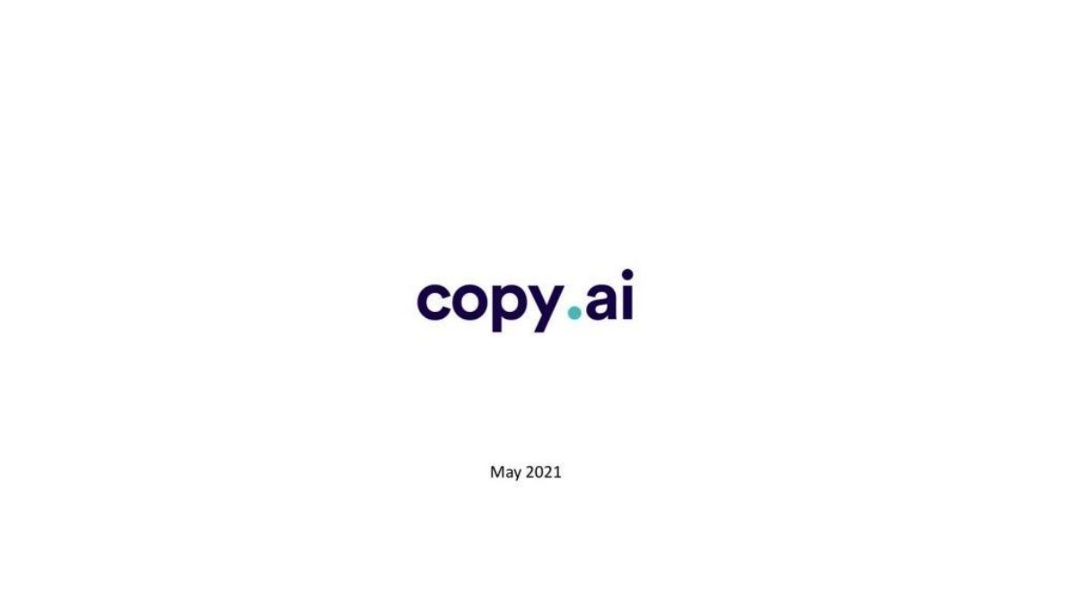 Copy.AI pitch deck slide 1 of 8
