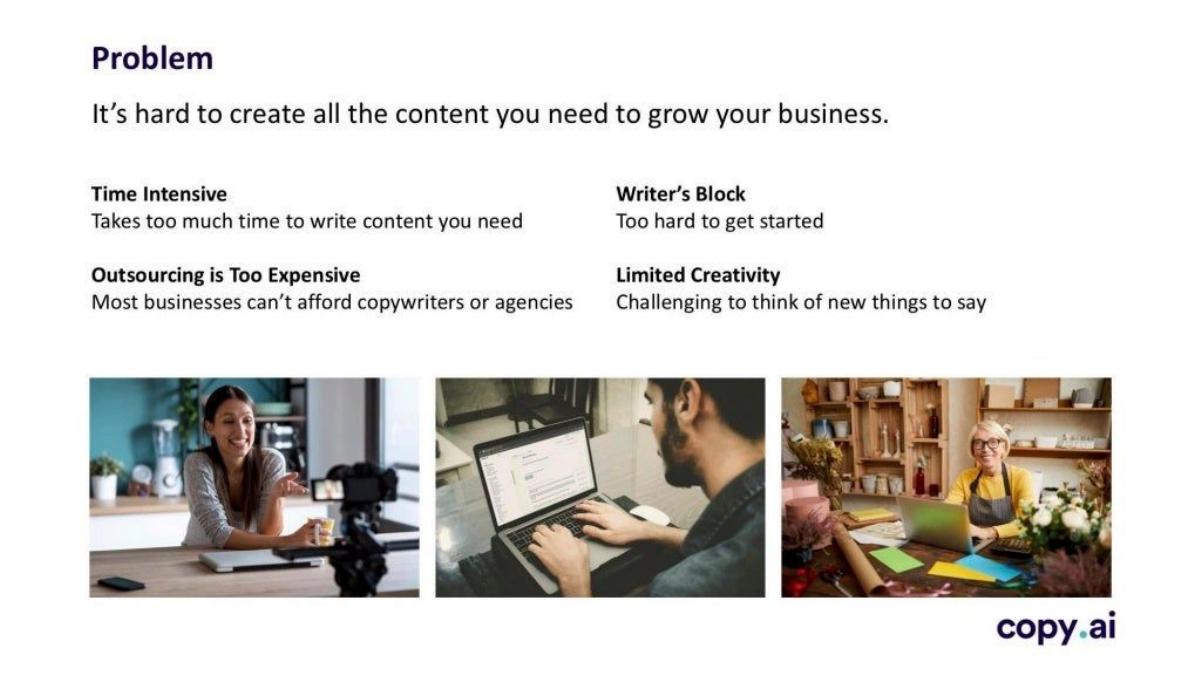 Copy.AI pitch deck slide 2 of 8