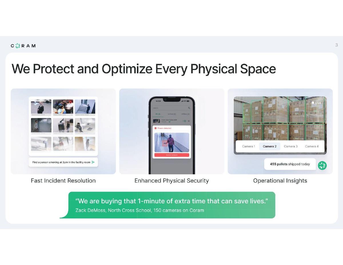 Coram AI pitch deck slide 3 of 6