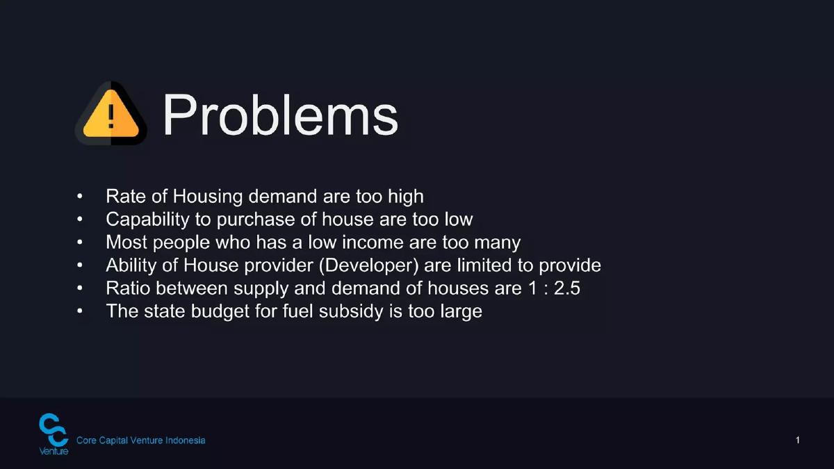 Core Capital Venture Indonesia pitch deck slide 2 of 17