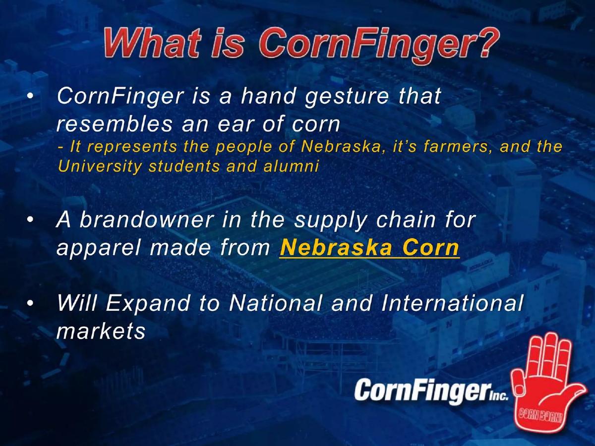 CornFinger, Inc. pitch deck slide 2 of 15