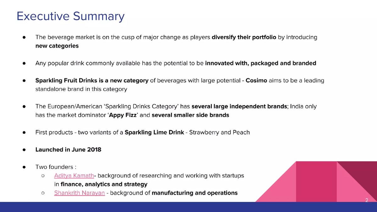 Cosimo Drinks pitch deck slide 2 of 11