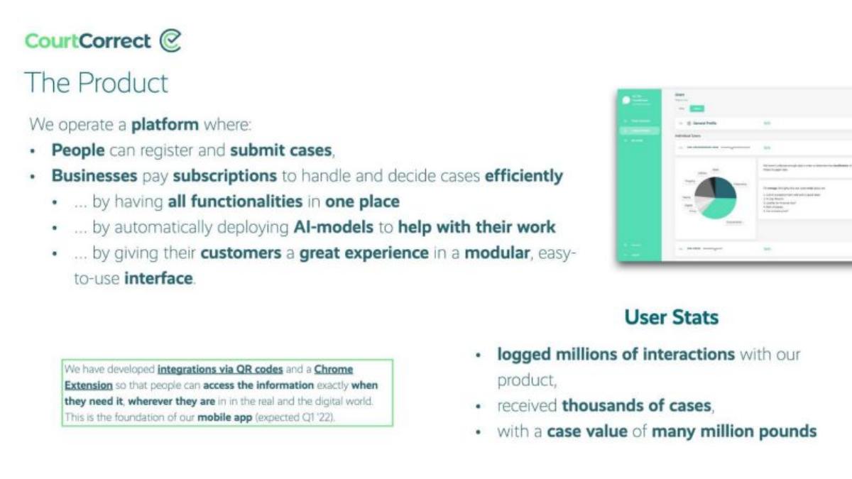 CourtCorrect pitch deck slide 4 of 13