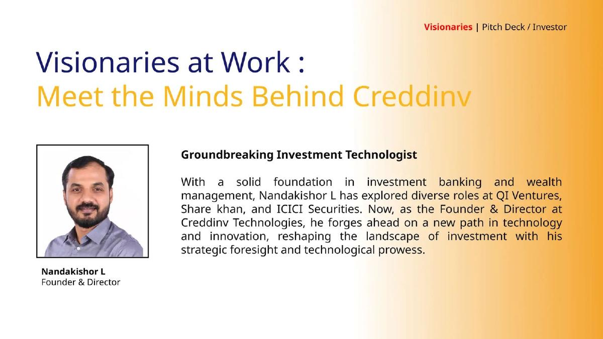 Creddinv Technologies pitch deck slide 5 of 14