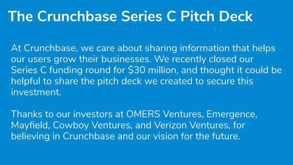Crunchbase pitch deck slide 1 of 14
