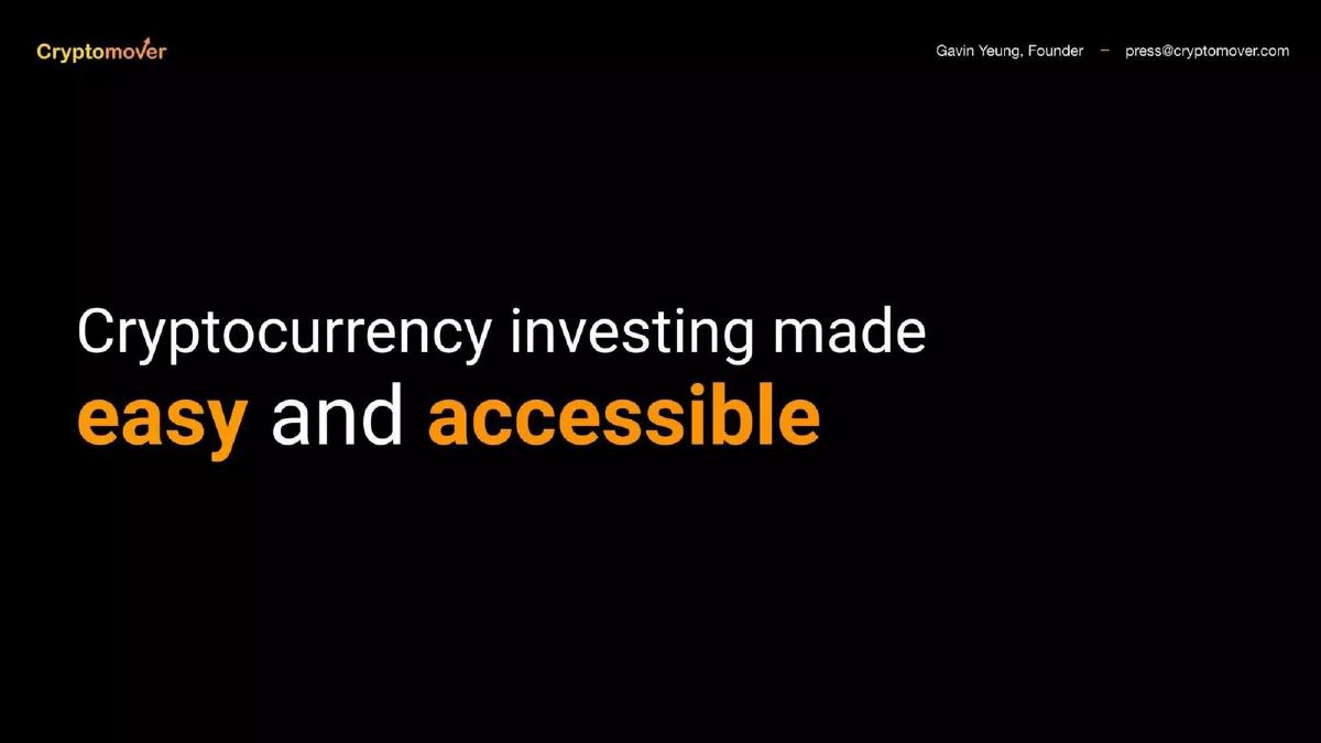 Cryptomover pitch deck slide 2 of 9