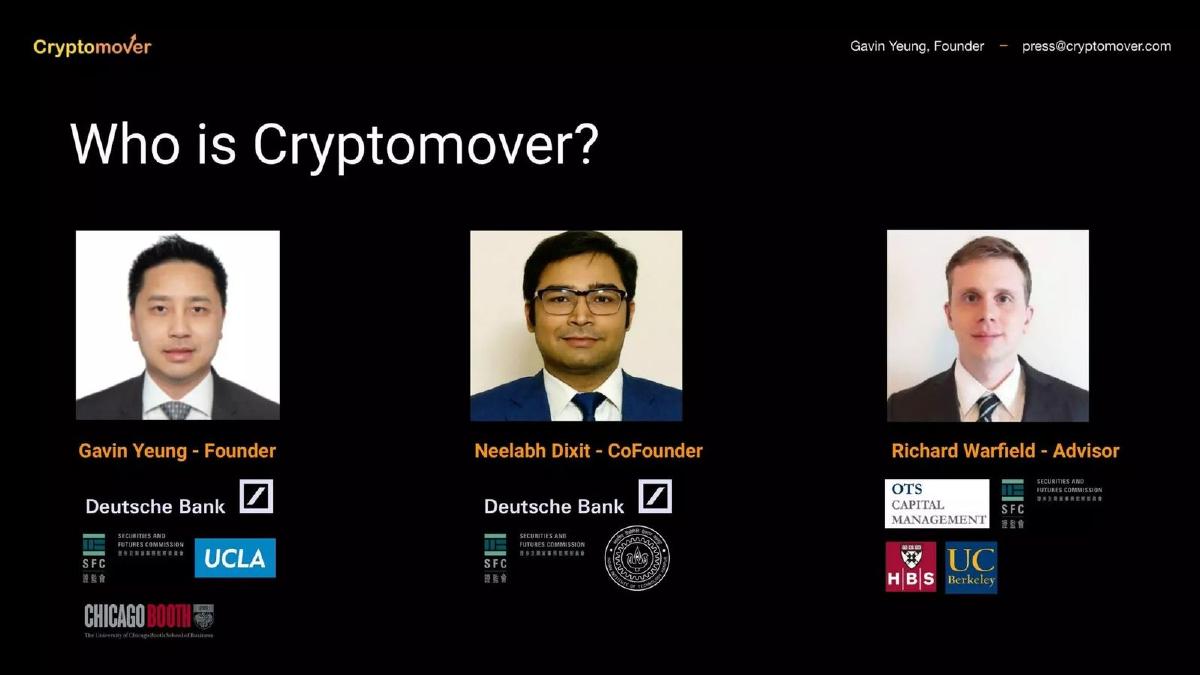 Cryptomover pitch deck slide 5 of 9