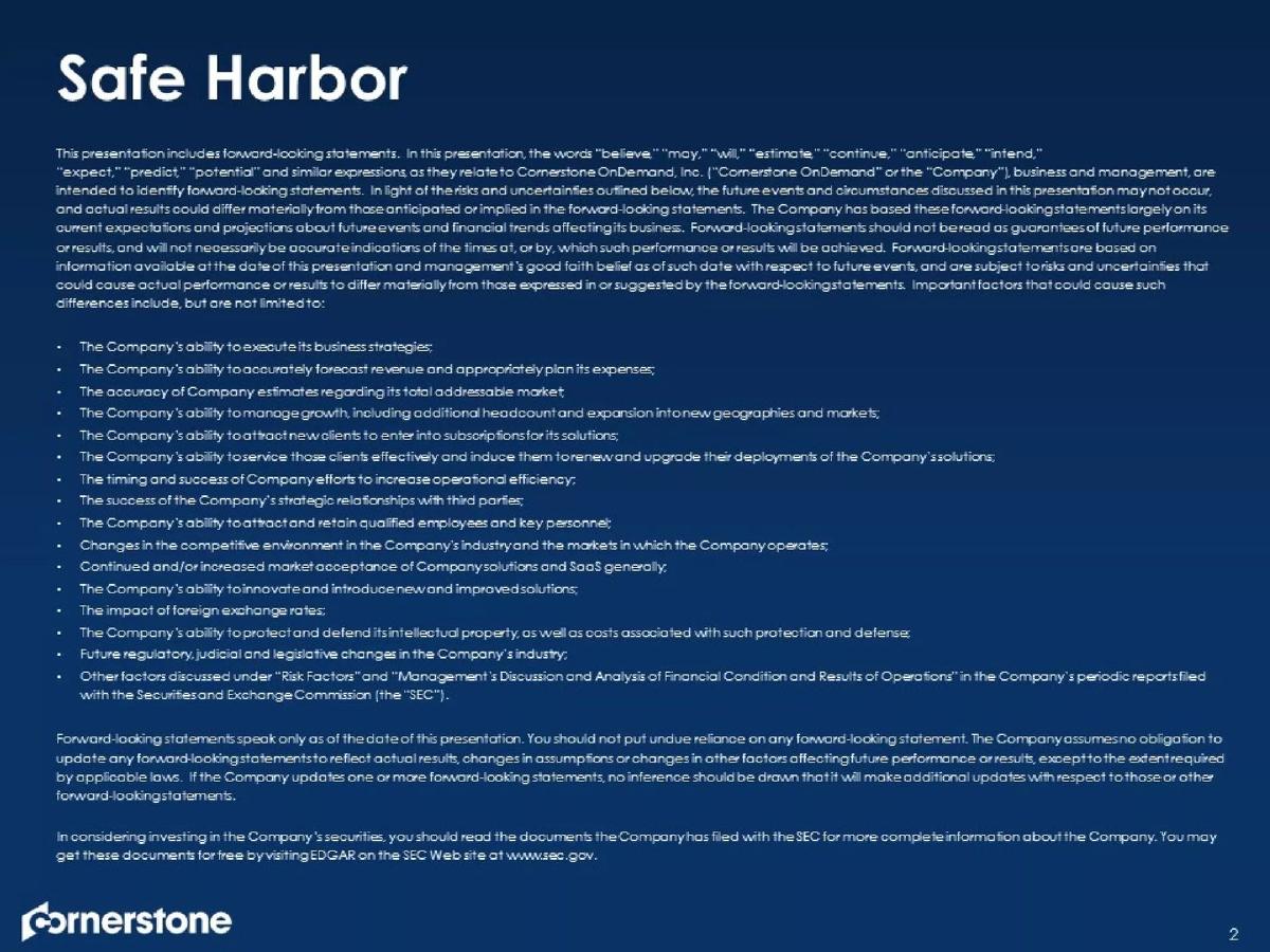 Cornerstone OnDemand (CSOD) pitch deck slide 2 of 20