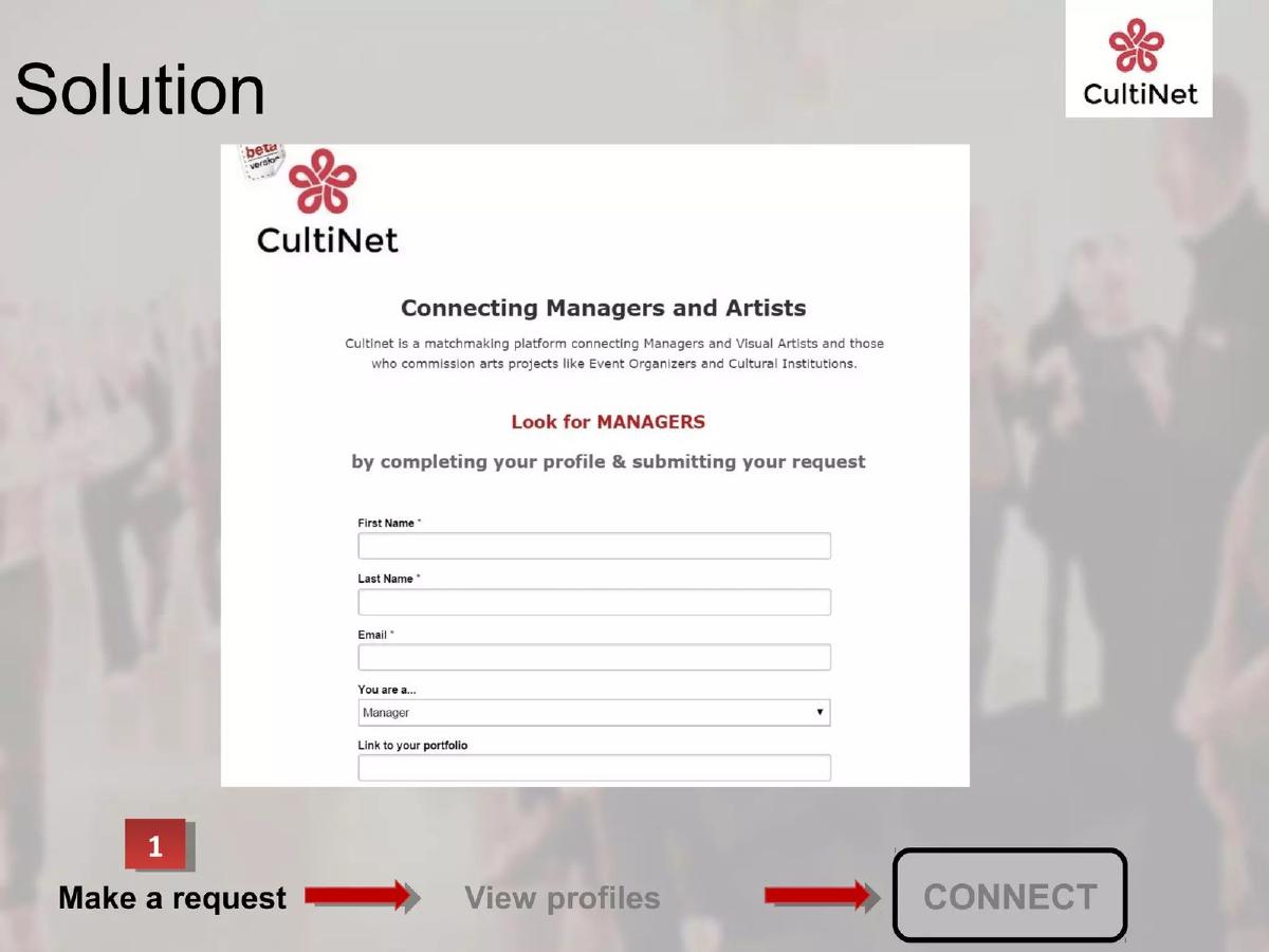 Cultinet pitch deck slide 6 of 15