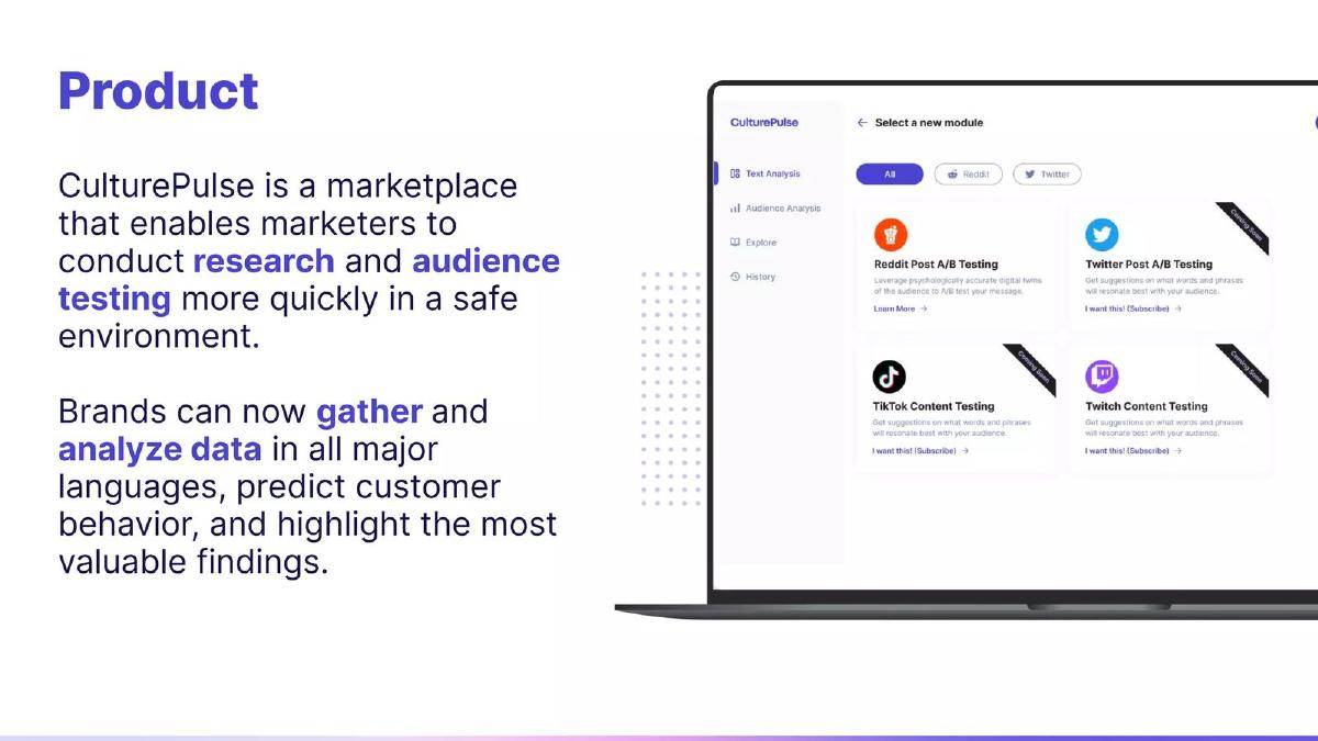 CulturePulse pitch deck slide 3 of 9