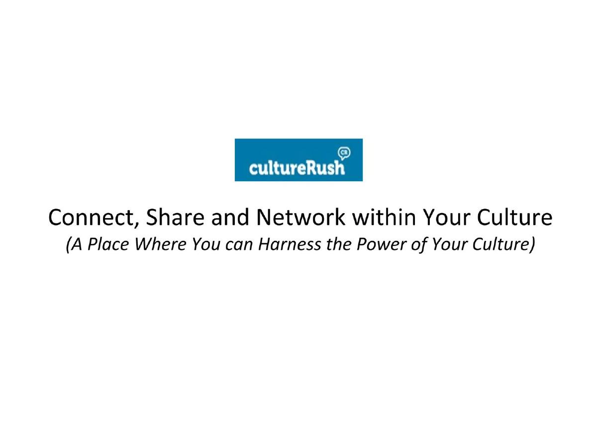 cultureRush pitch deck slide 1 of 13