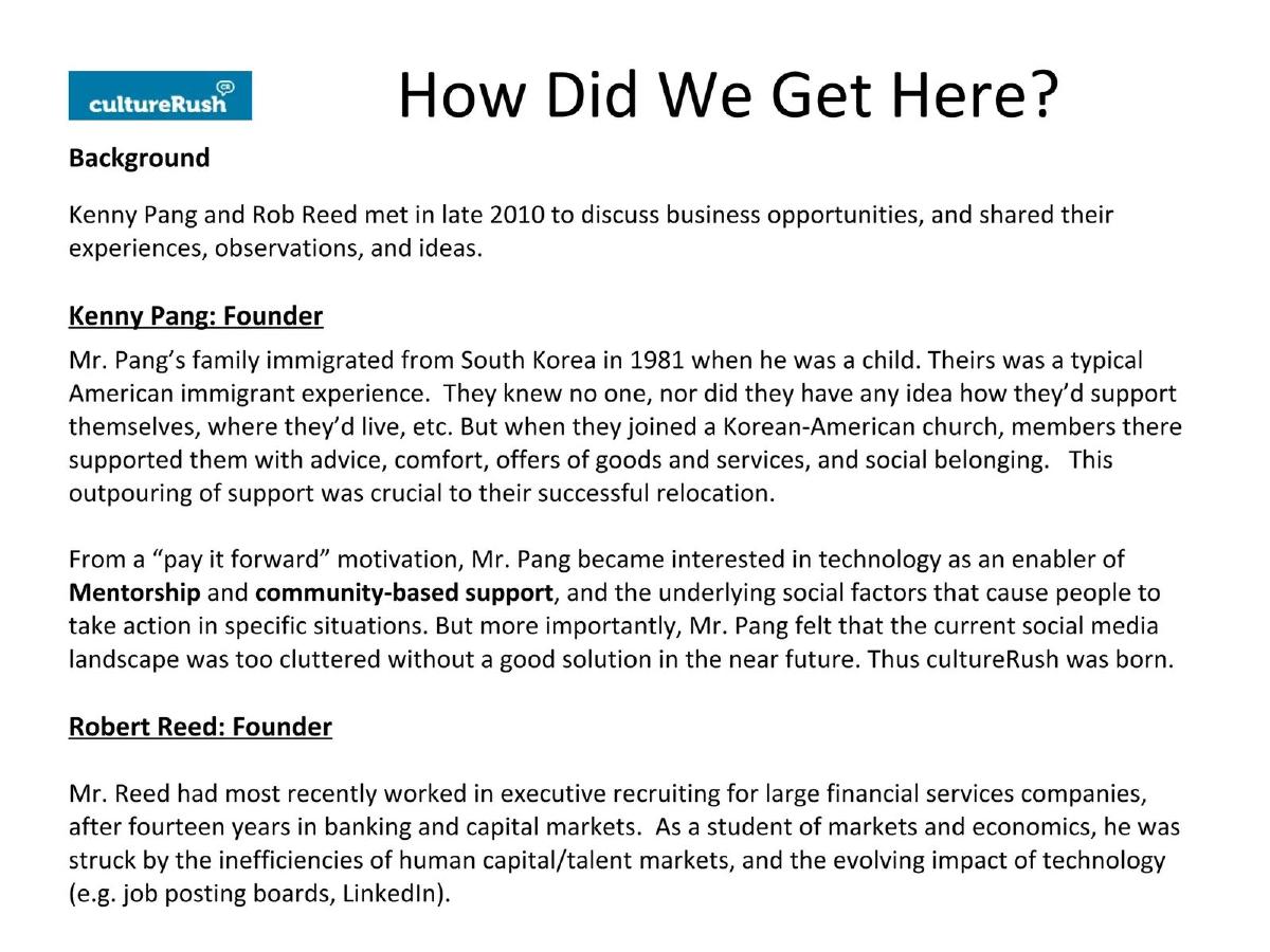 cultureRush pitch deck slide 3 of 13