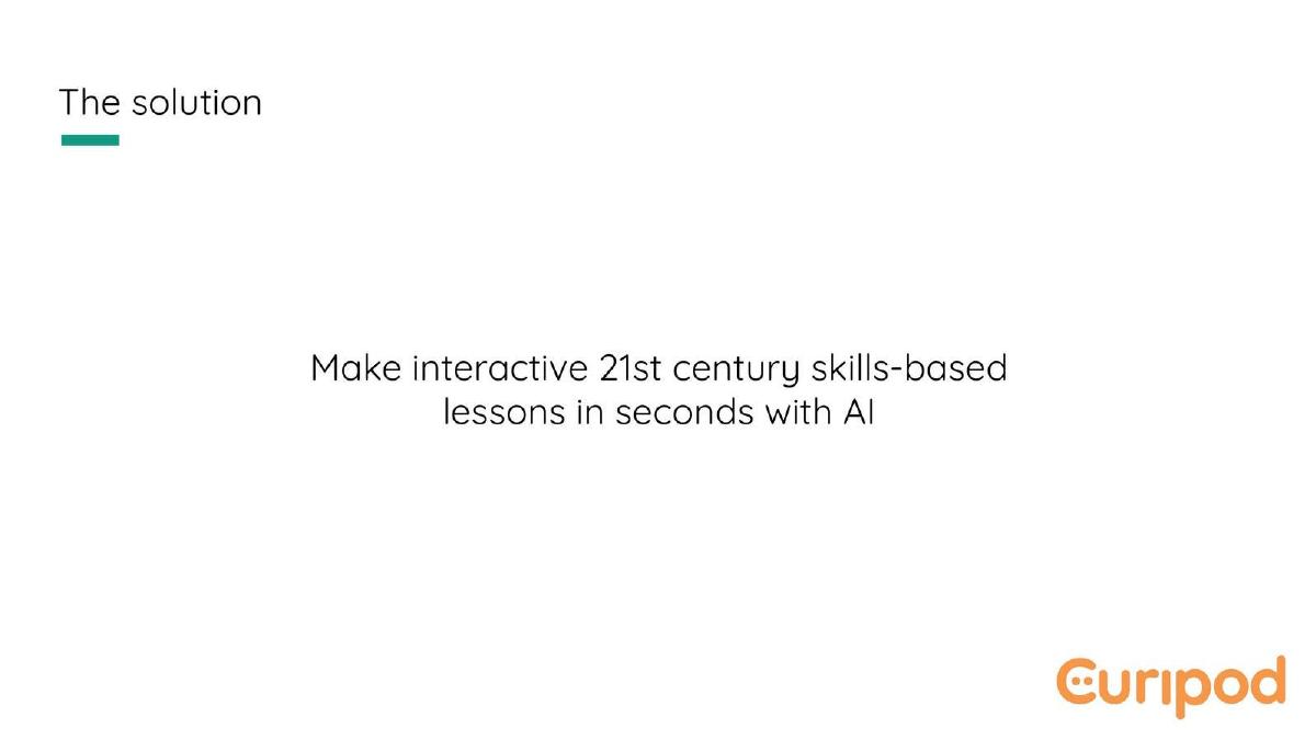 Curipod pitch deck slide 3 of 9