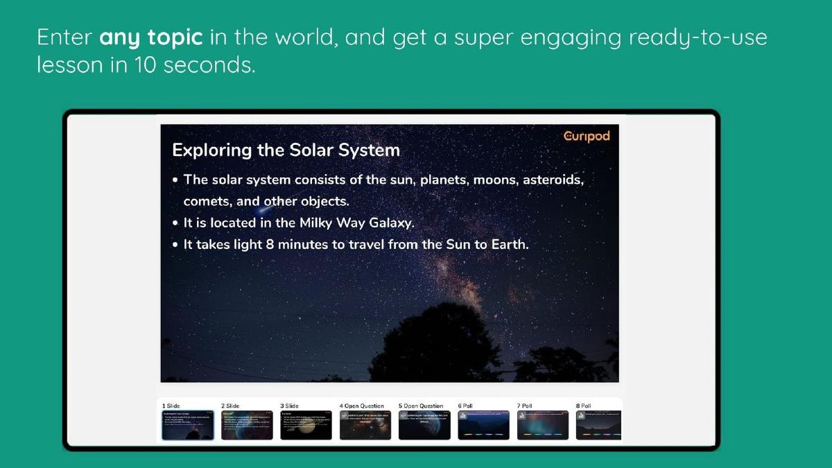 Curipod pitch deck slide 4 of 9