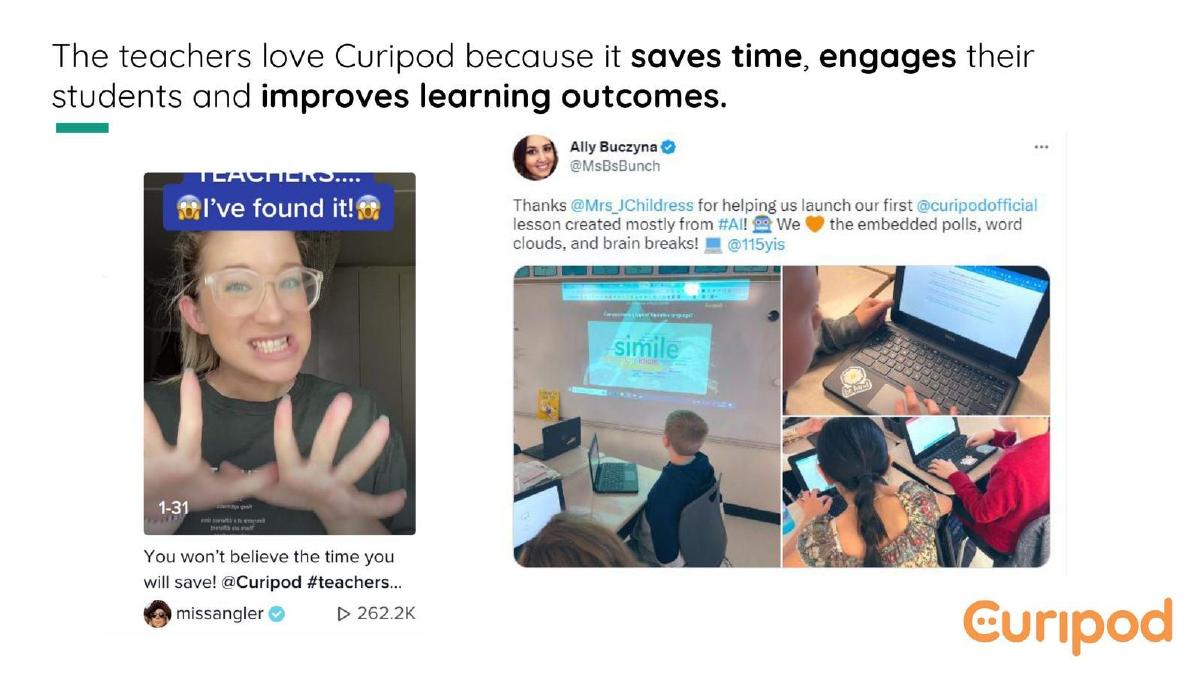 Curipod pitch deck slide 5 of 9