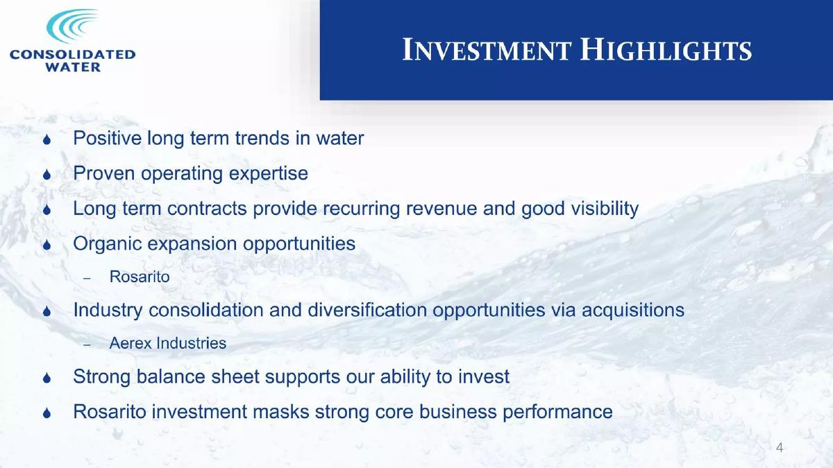 Consolidated Water (CWCO) pitch deck slide 4 of 17