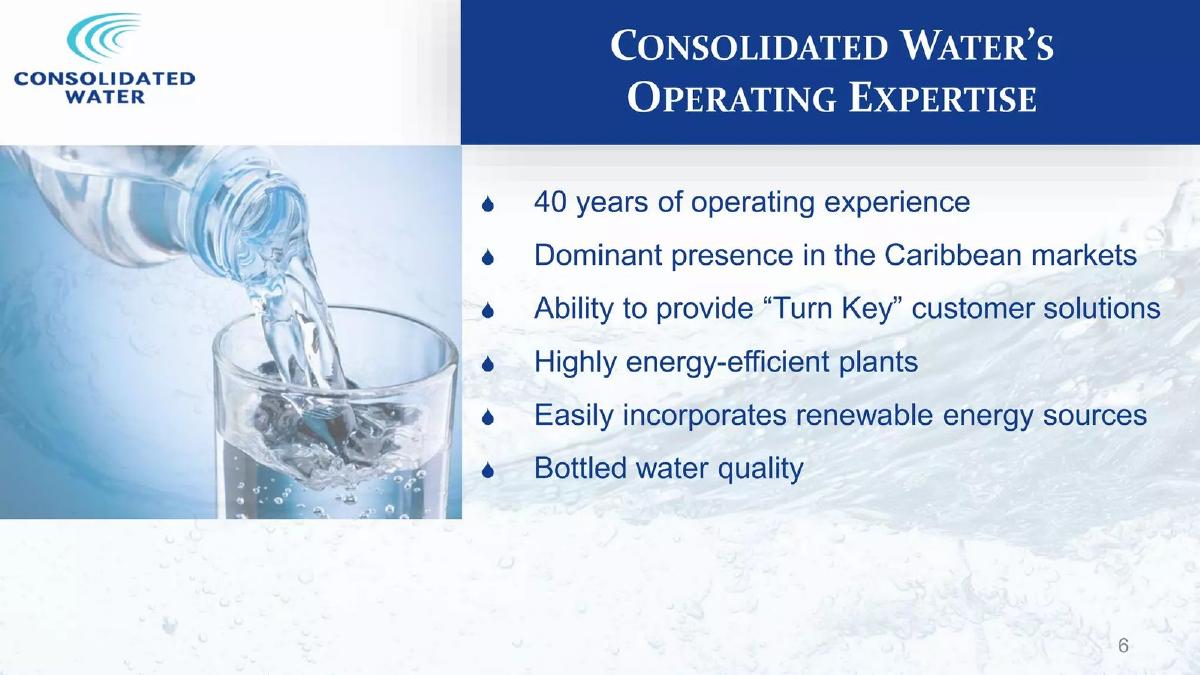 Consolidated Water (CWCO) pitch deck slide 6 of 17