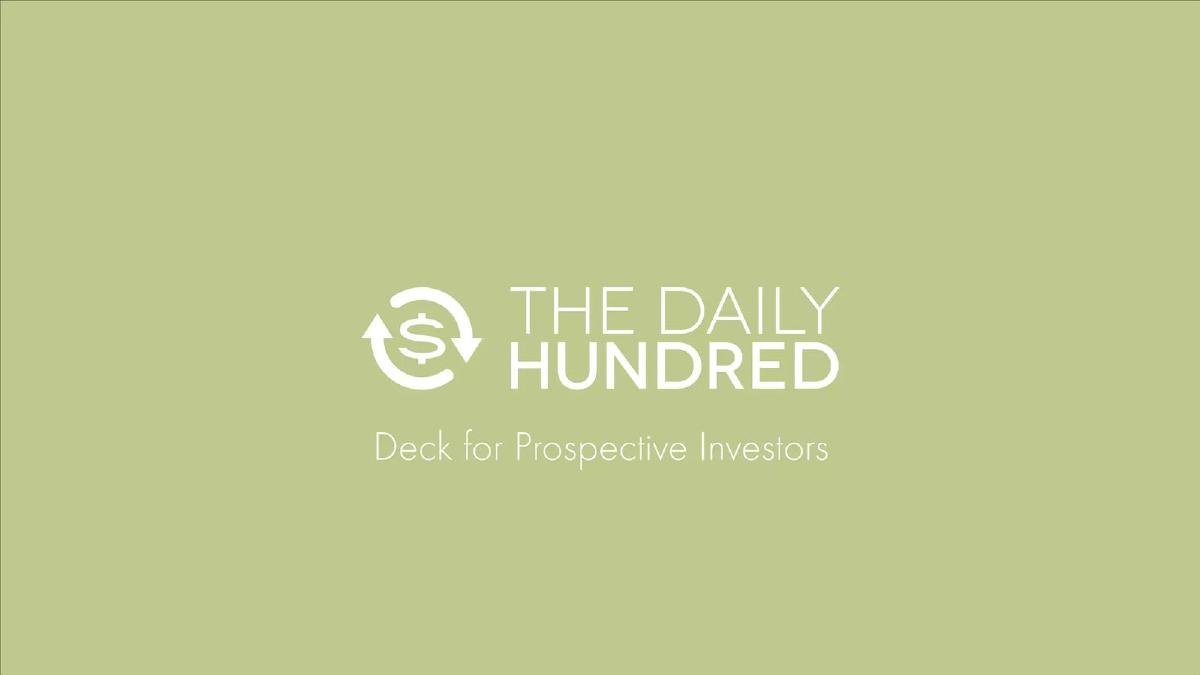 Daily Hundred pitch deck slide 1 of 26