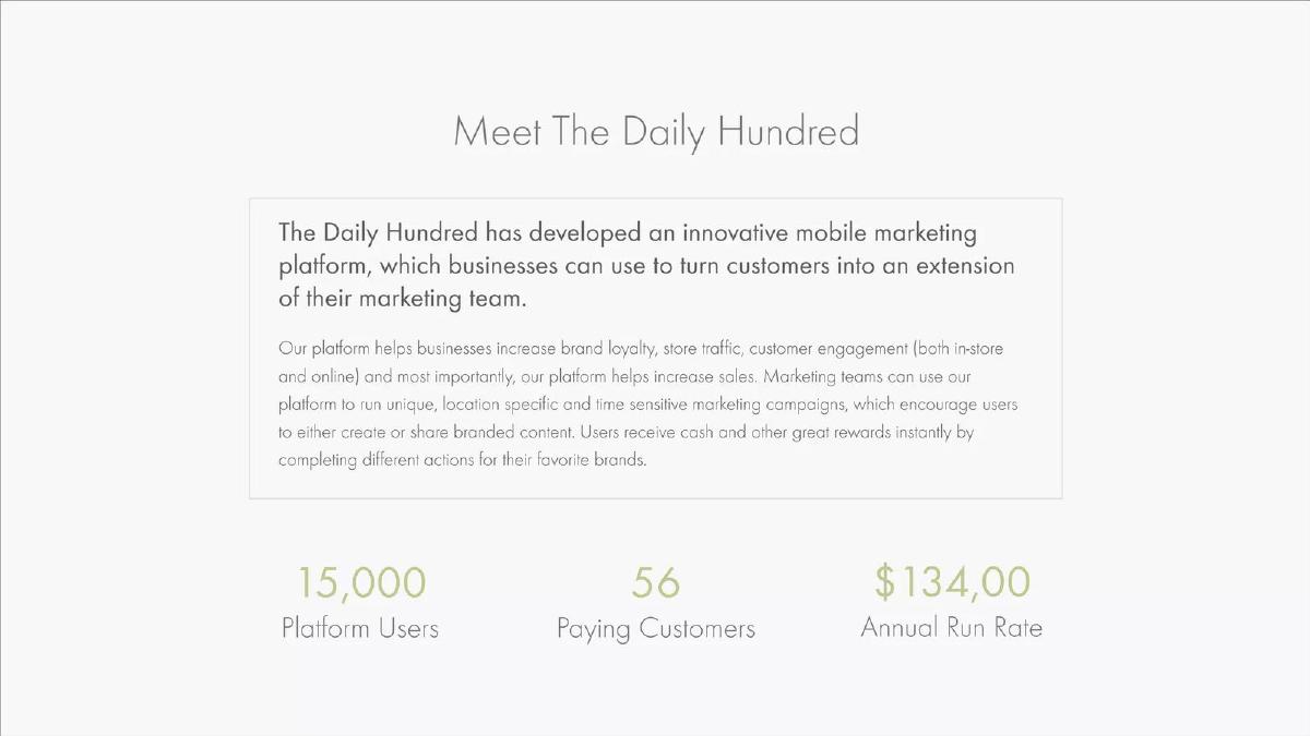 Daily Hundred pitch deck slide 2 of 26