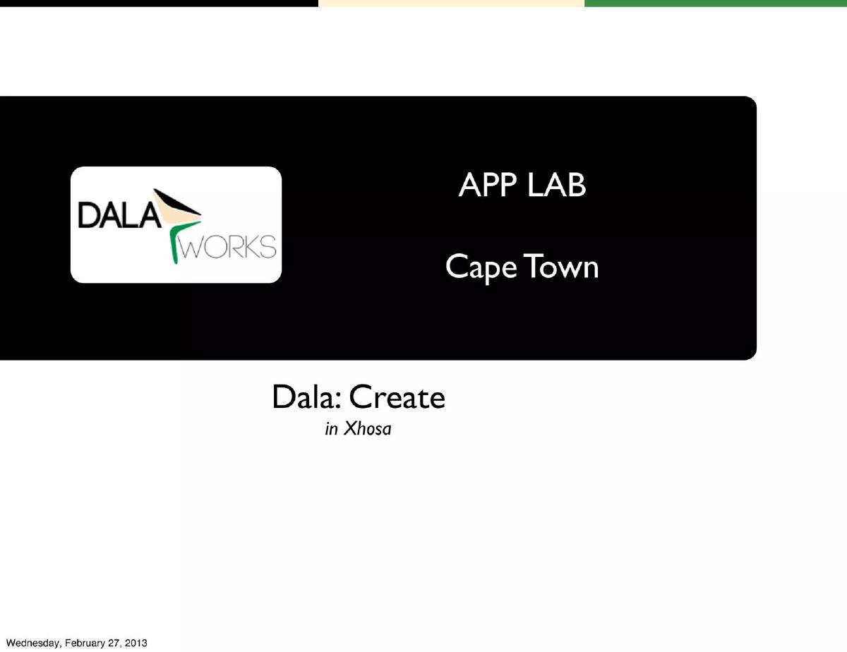 DalaWorks App Accelerator pitch deck slide 1 of 28