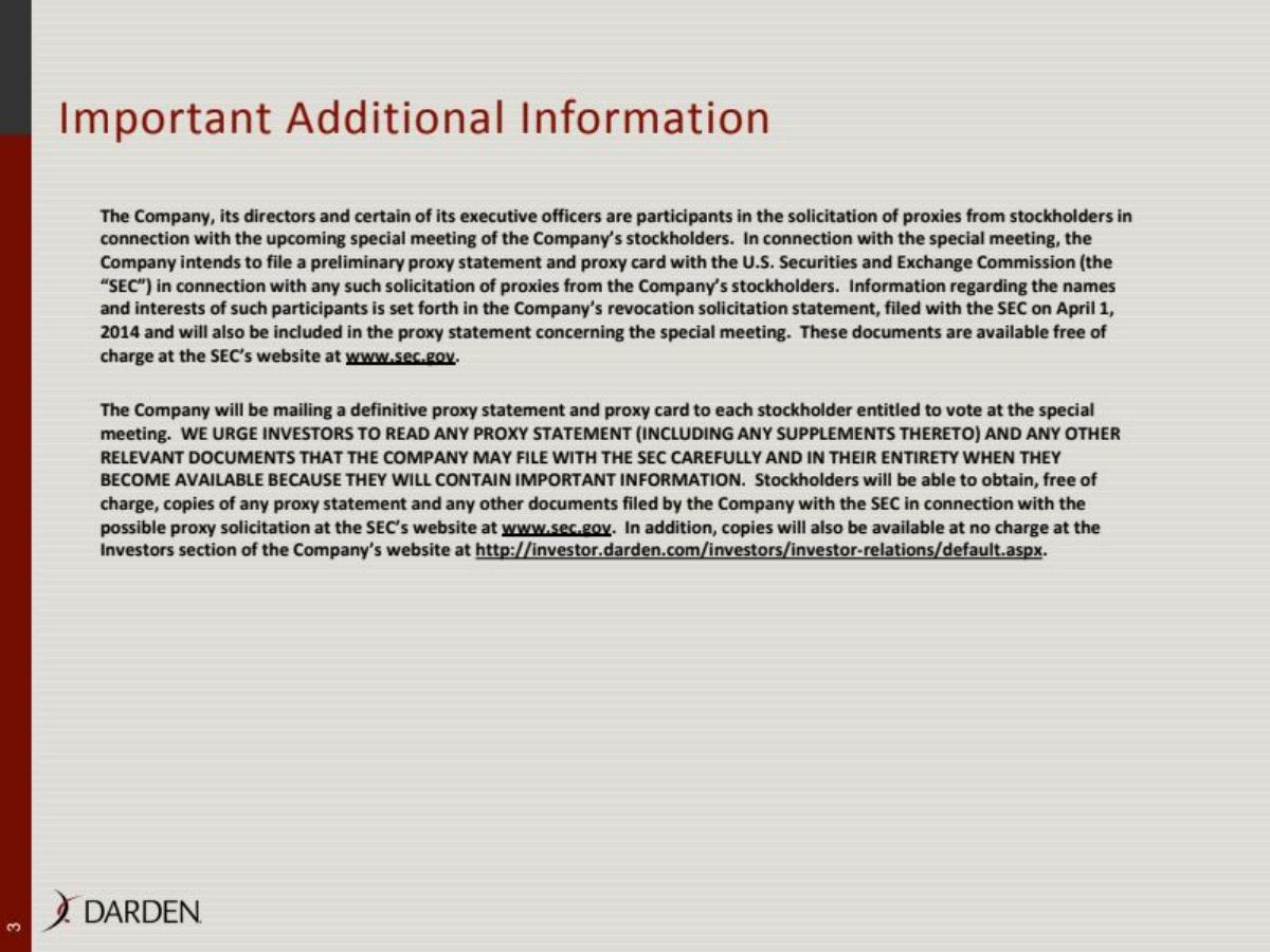 Darden Sale of Red Lobster pitch deck slide 3 of 15