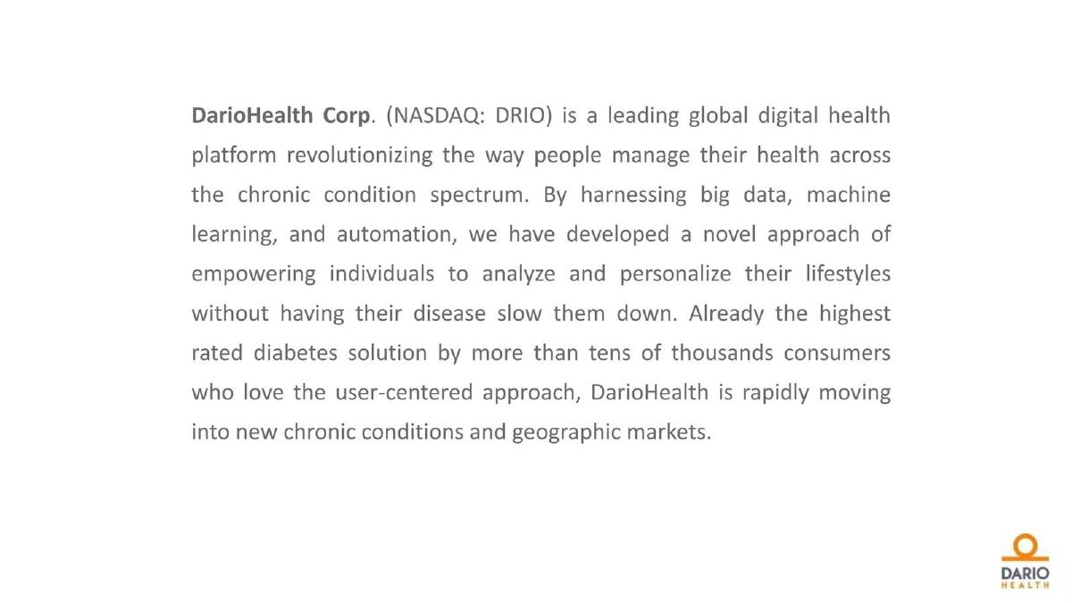 DarioHealth Corp. pitch deck slide 6 of 38