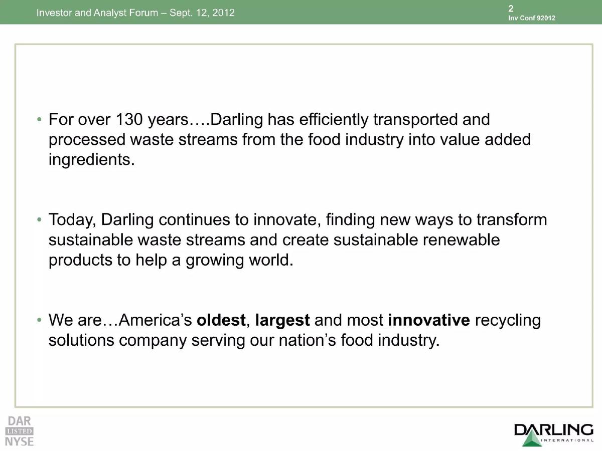 Darling International (now Darling Ingredients) pitch deck slide 3 of 104