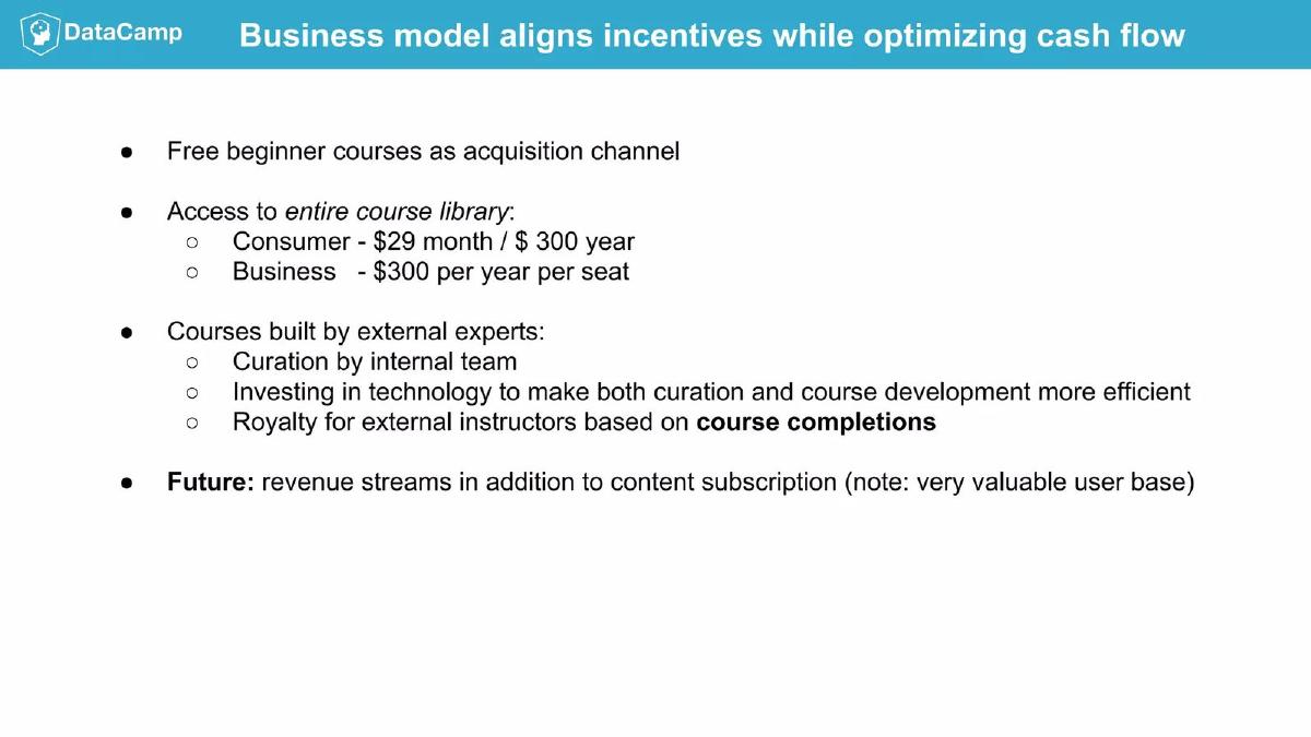 DataCamp pitch deck business-model slide 8