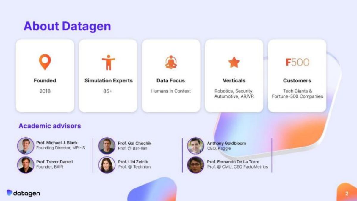 Datagen pitch deck slide 2 of 19