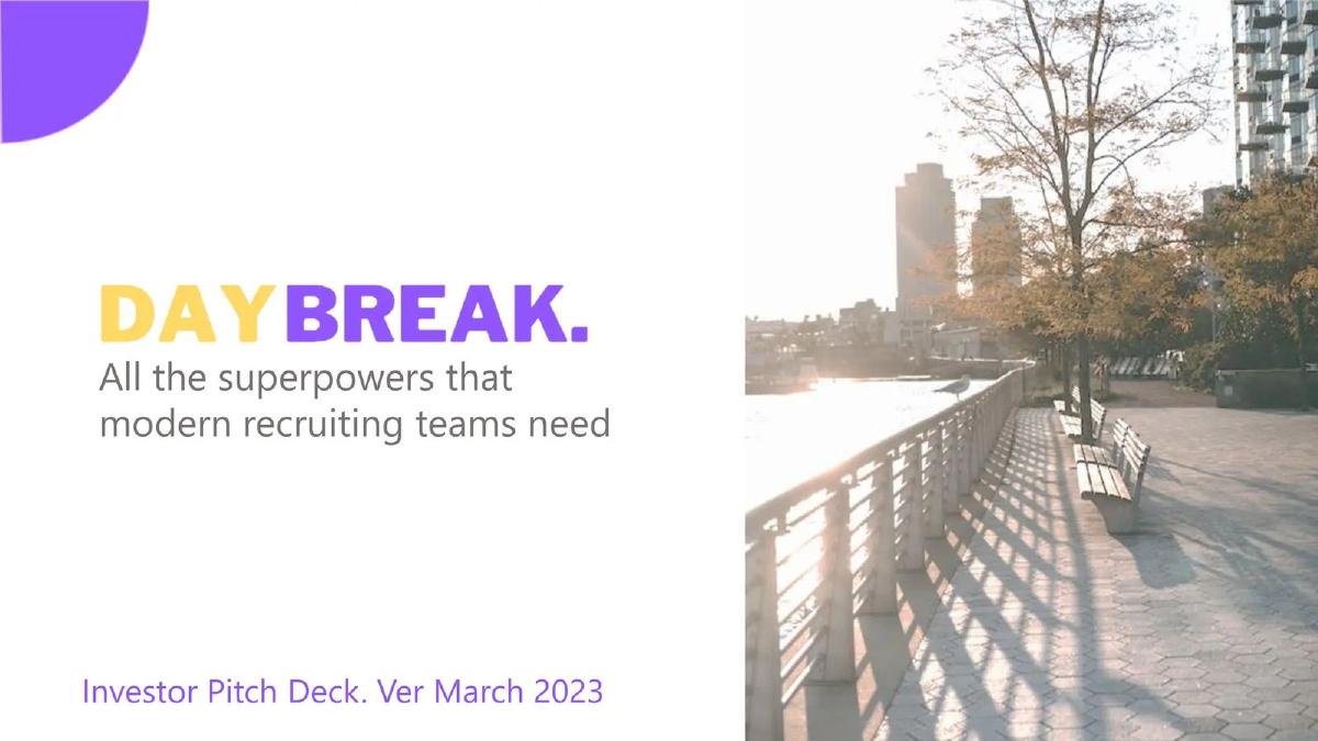 Daybreak pitch deck slide 1 of 15