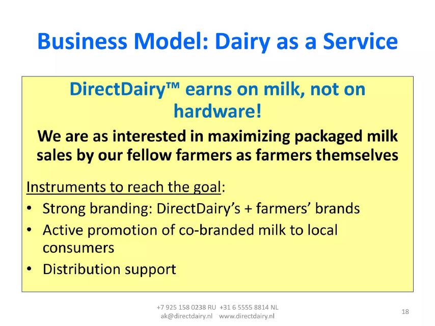 DirectDairy pitch deck business model slide 18