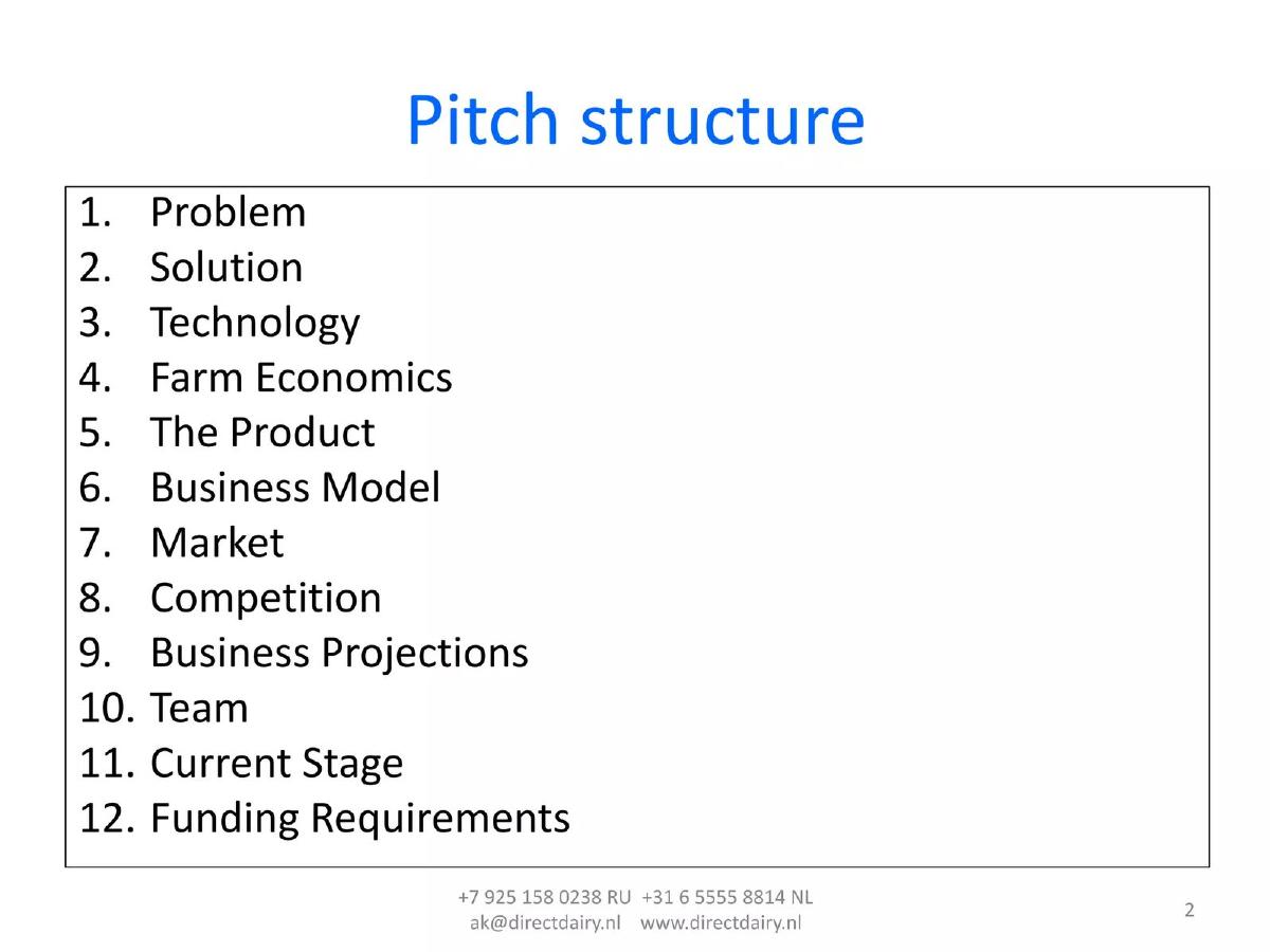 Direct Dairy Holding b.v. pitch deck slide 2 of 34