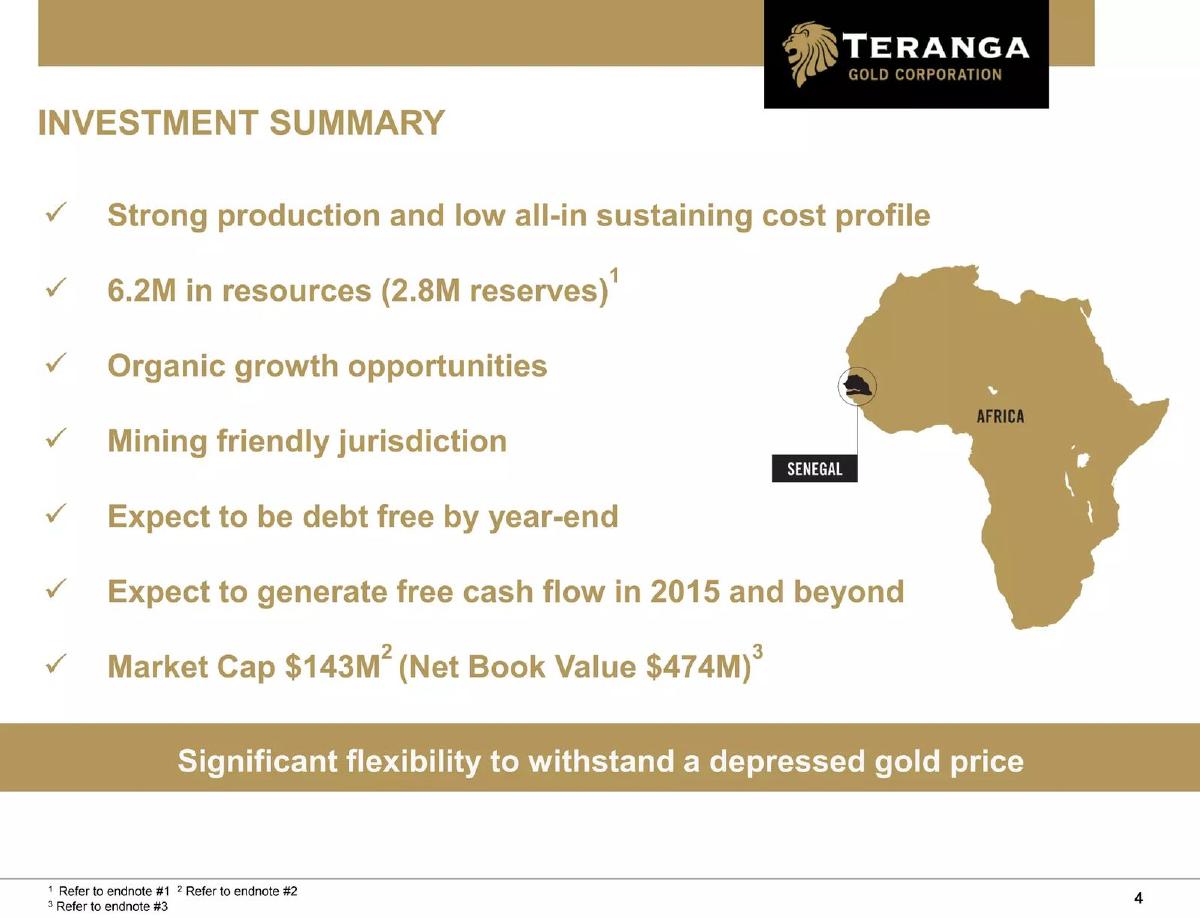 Teranga Gold Corporation pitch deck slide 4 of 47