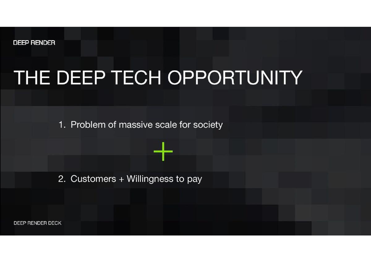 Deep Render pitch deck slide 2 of 50