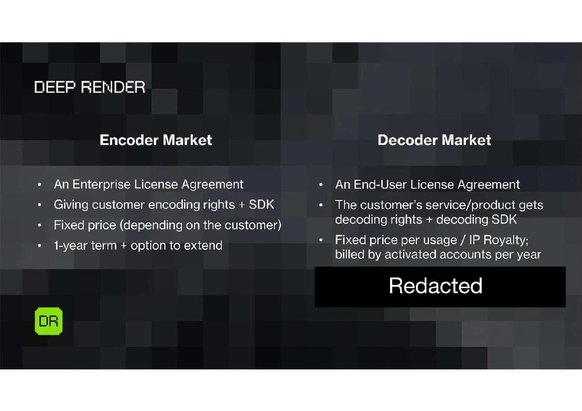 Deep Render pitch deck Licensing business model slide 31