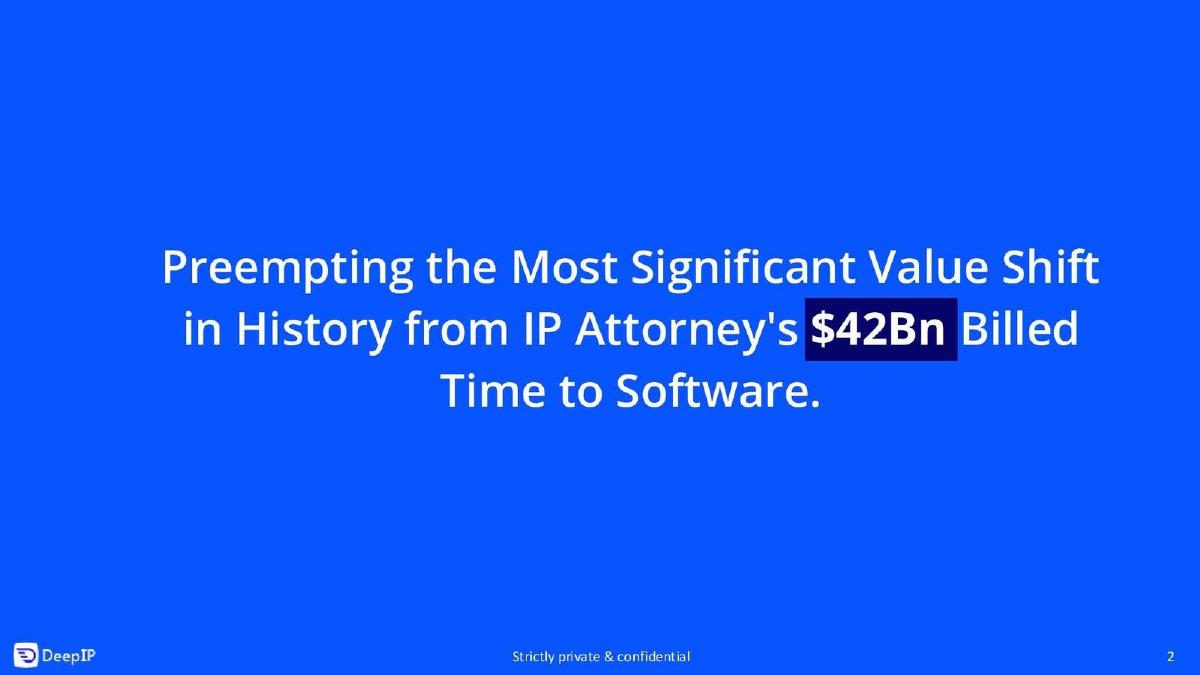 DeepIP pitch deck slide 2 of 17