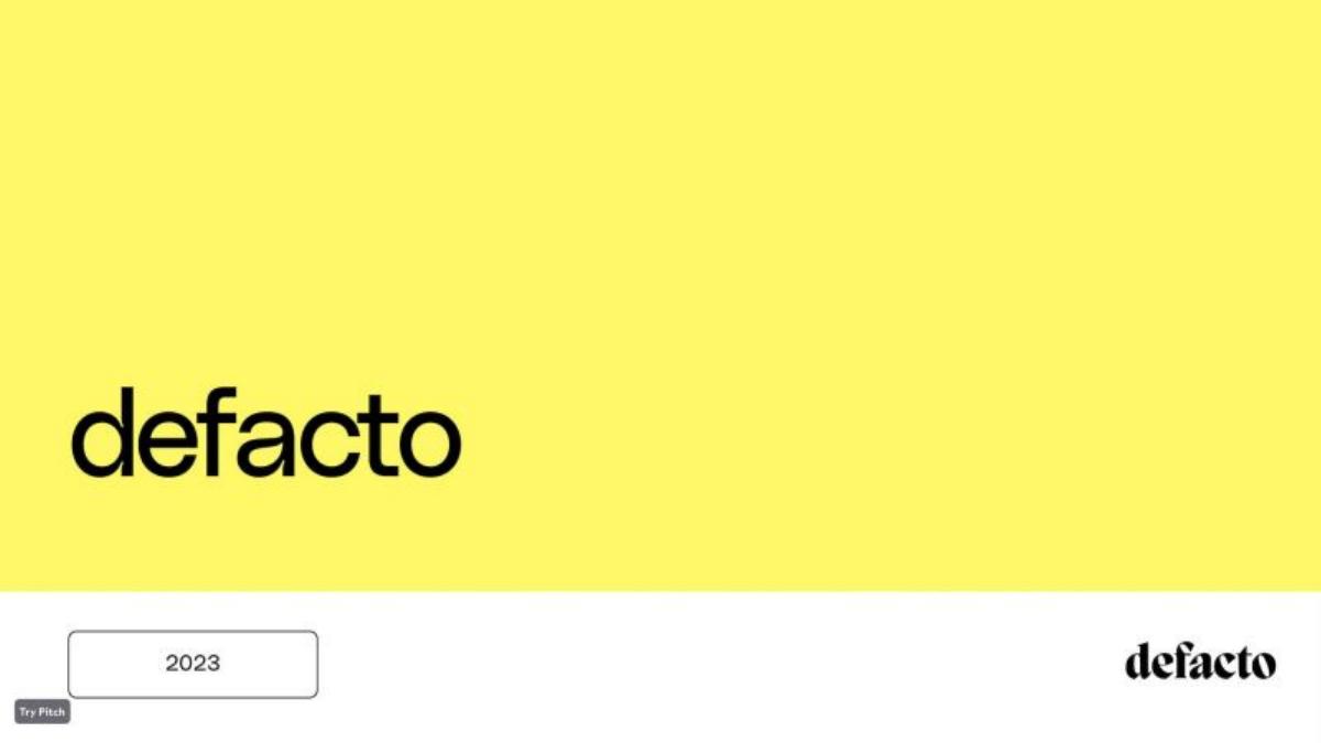Defacto pitch deck slide 1 of 20