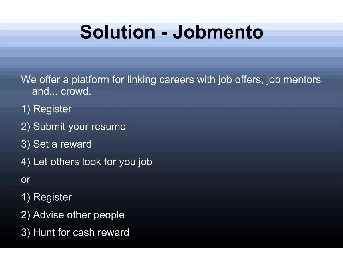 Jobmento pitch deck slide 4 of 9
