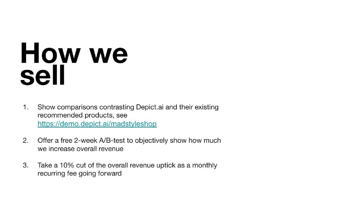 Depict.ai pitch deck business-model slide 7