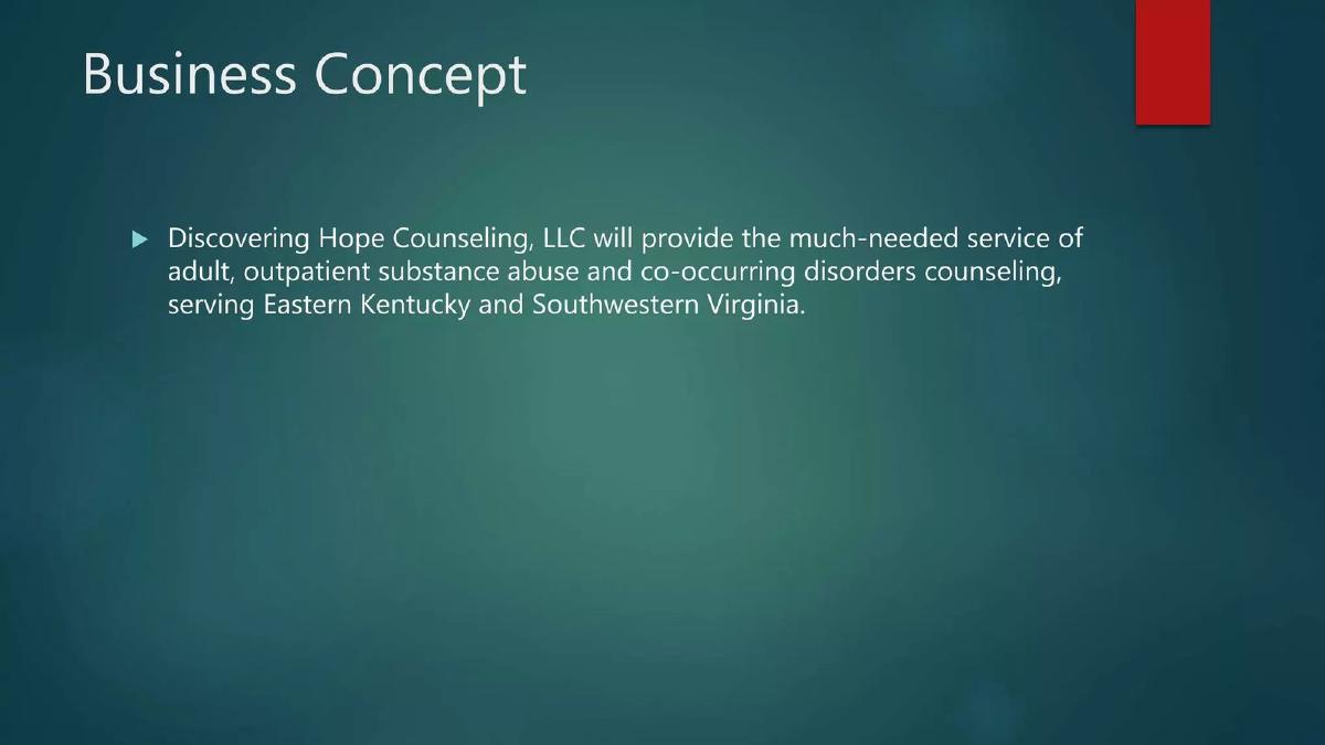 Discovering Hope Counseling, LLC (dhc) pitch deck slide 2 of 12