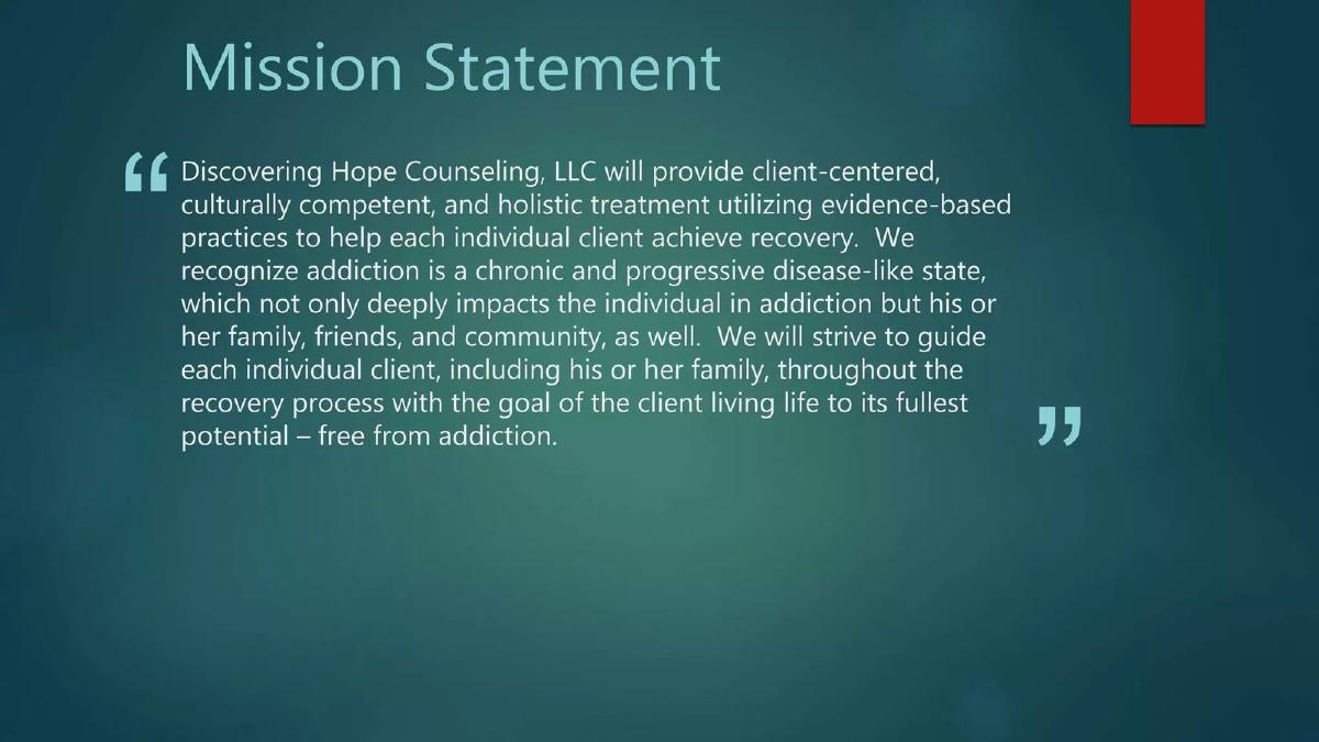 Discovering Hope Counseling, LLC (dhc) pitch deck slide 3 of 12