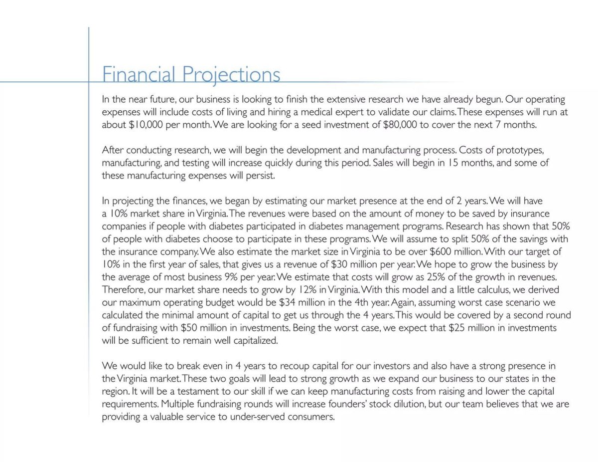 The Diabetes Project pitch deck financials slide 26