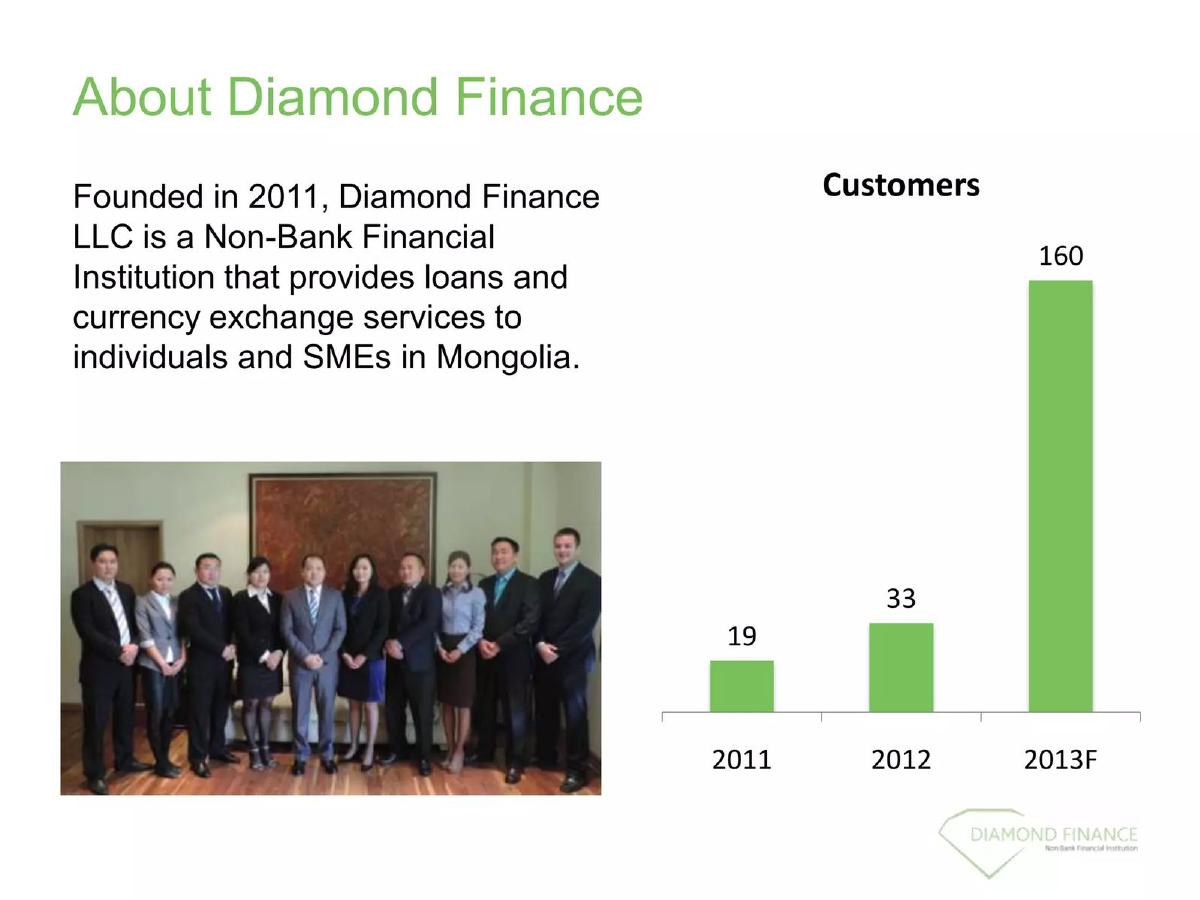 Diamond Finance pitch deck slide 2 of 19