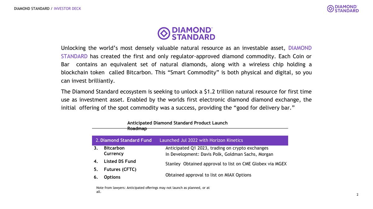 Diamond Standard pitch deck slide 2 of 11