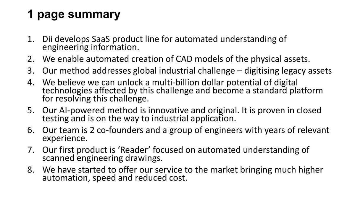 Dii 21 pitch deck slide 3 of 19