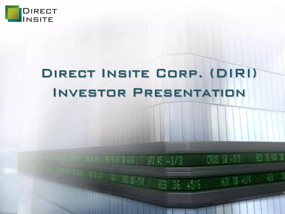 Direct Insite Corp. (DIRI) pitch deck slide 1 of 19