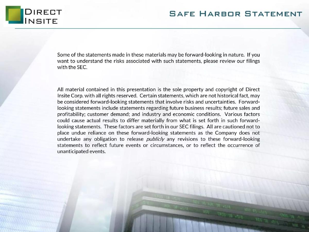 Direct Insite Corp. (DIRI) pitch deck slide 2 of 19