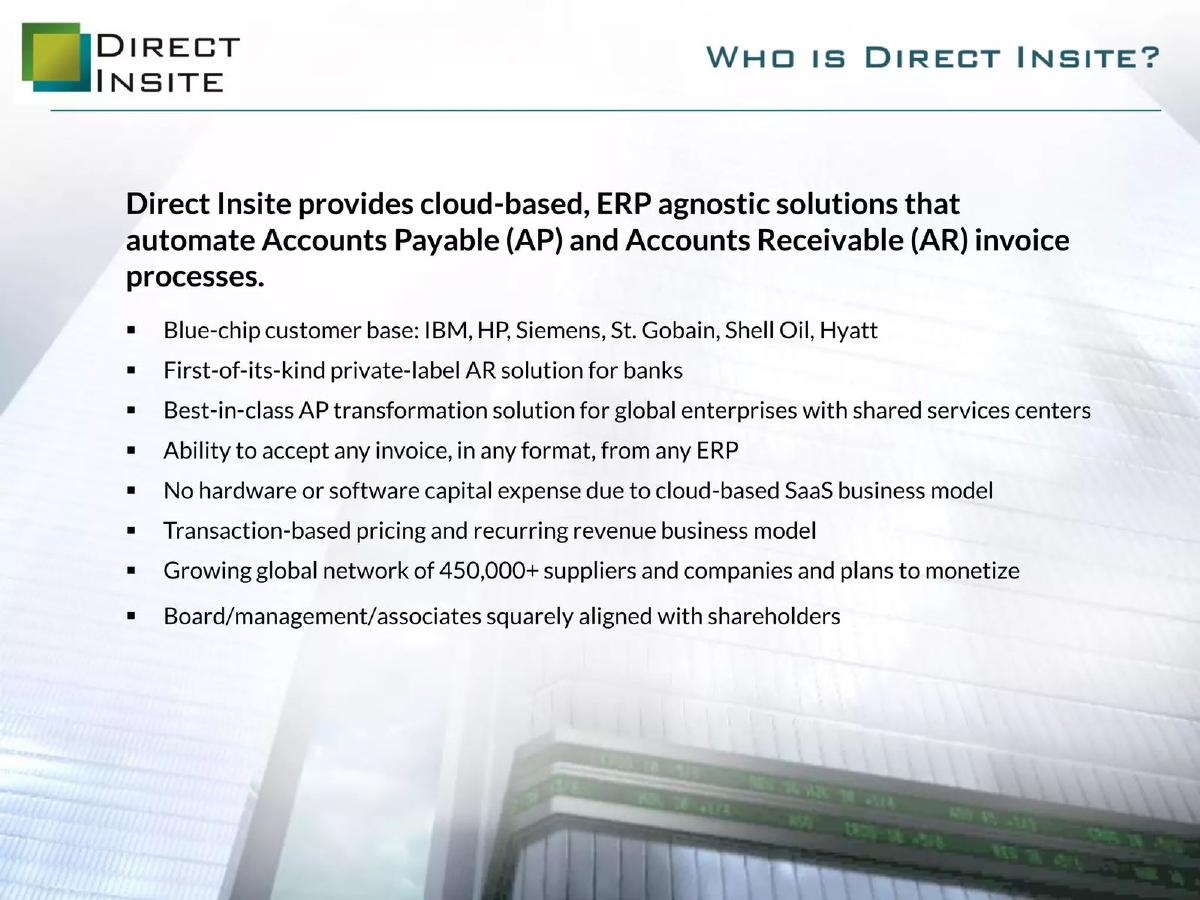 Direct Insite Corp. (DIRI) pitch deck slide 3 of 19