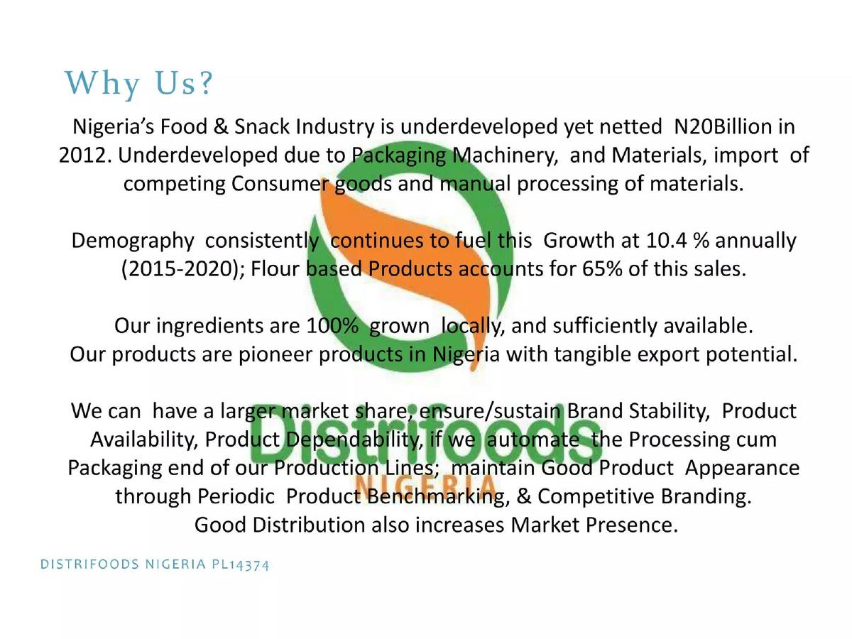 Distrifoods Nigeria pitch deck slide 2 of 13