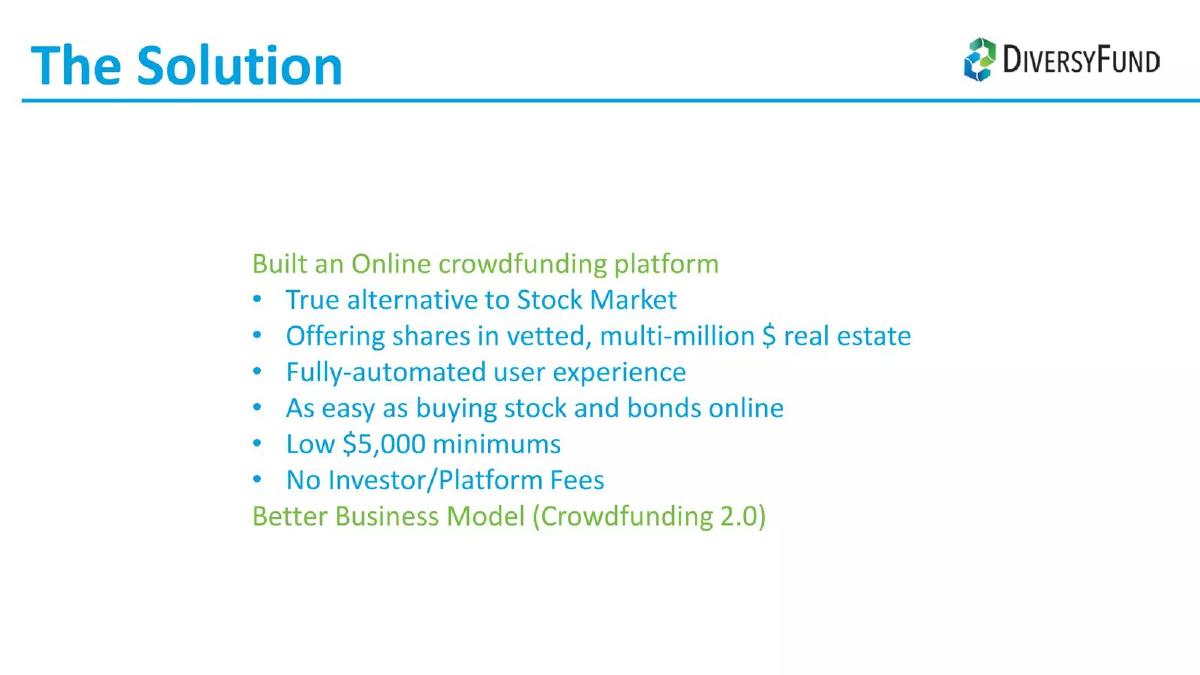 DiversyFund pitch deck slide 5 of 18